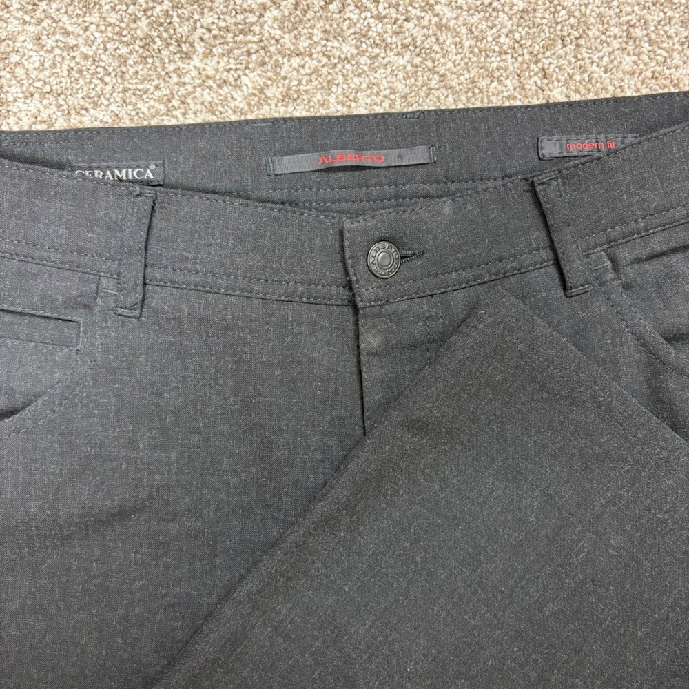 Alberto Stone Ceramica Pants Men's 34x27.5 Charcoal Black Stretch Modern Fit